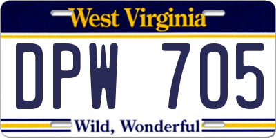 WV license plate DPW705