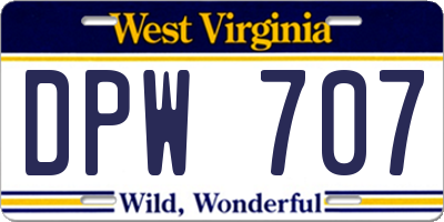 WV license plate DPW707