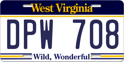 WV license plate DPW708