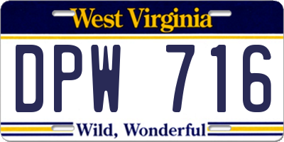 WV license plate DPW716