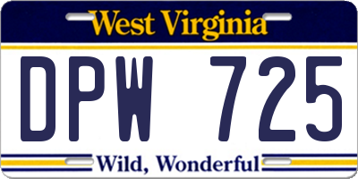WV license plate DPW725