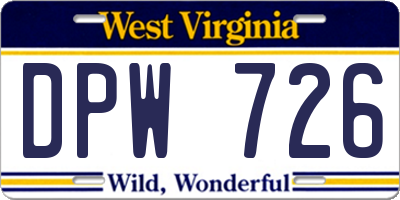 WV license plate DPW726