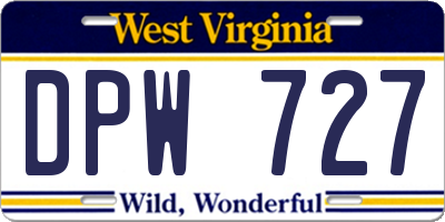 WV license plate DPW727