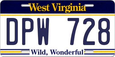 WV license plate DPW728