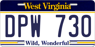 WV license plate DPW730