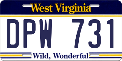 WV license plate DPW731
