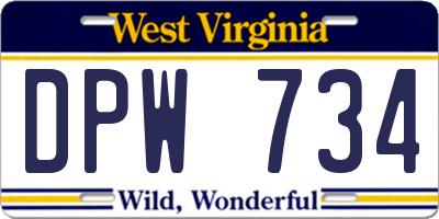 WV license plate DPW734