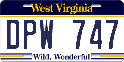 WV license plate DPW747