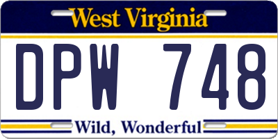 WV license plate DPW748