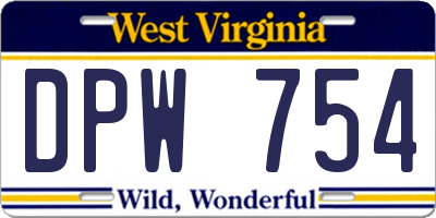 WV license plate DPW754