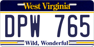 WV license plate DPW765