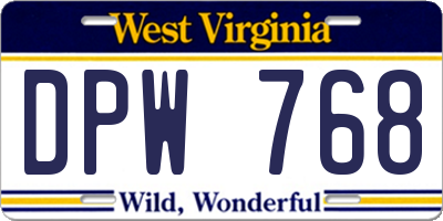 WV license plate DPW768