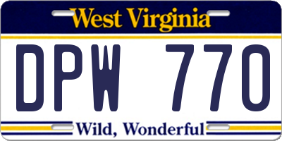 WV license plate DPW770