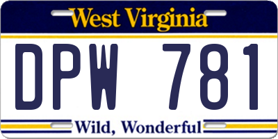 WV license plate DPW781