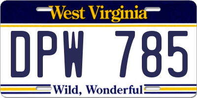WV license plate DPW785