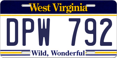 WV license plate DPW792
