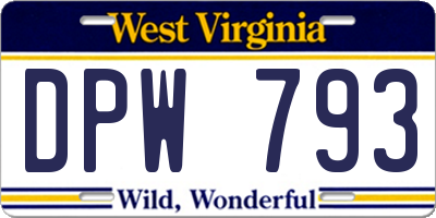 WV license plate DPW793