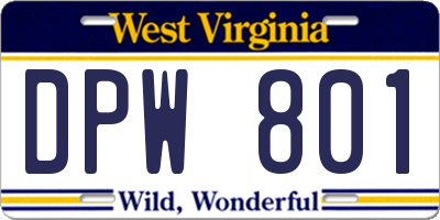 WV license plate DPW801