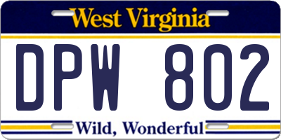 WV license plate DPW802