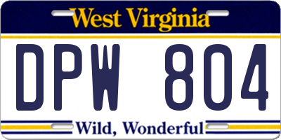 WV license plate DPW804