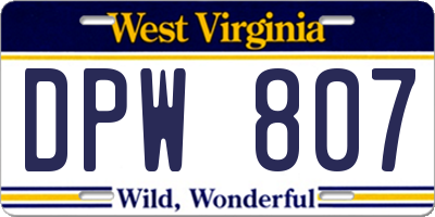 WV license plate DPW807