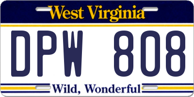 WV license plate DPW808