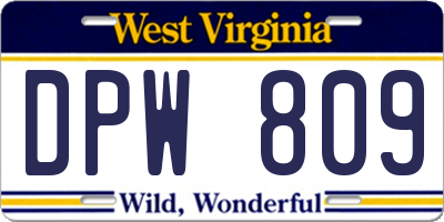 WV license plate DPW809
