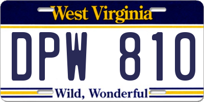 WV license plate DPW810