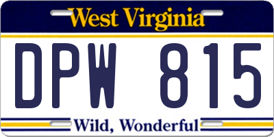 WV license plate DPW815