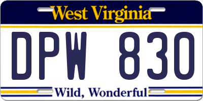 WV license plate DPW830