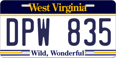 WV license plate DPW835