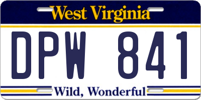 WV license plate DPW841