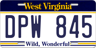 WV license plate DPW845
