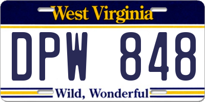 WV license plate DPW848