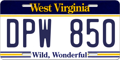 WV license plate DPW850