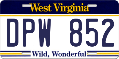 WV license plate DPW852