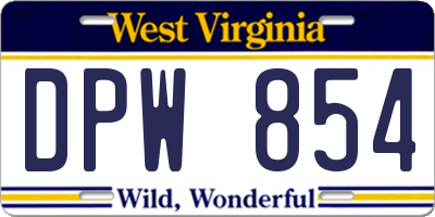 WV license plate DPW854
