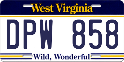 WV license plate DPW858