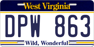 WV license plate DPW863
