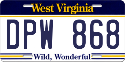 WV license plate DPW868