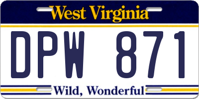 WV license plate DPW871