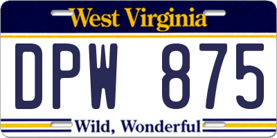 WV license plate DPW875