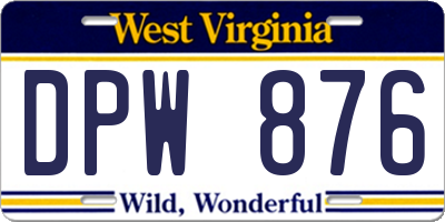 WV license plate DPW876