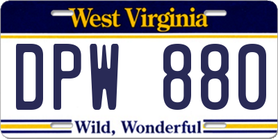 WV license plate DPW880