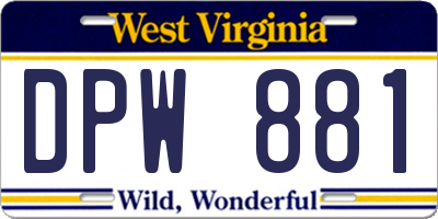 WV license plate DPW881