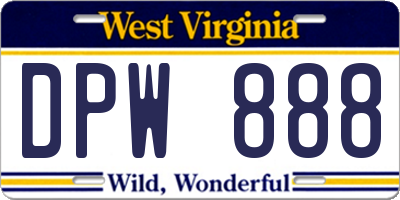 WV license plate DPW888