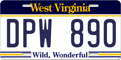 WV license plate DPW890