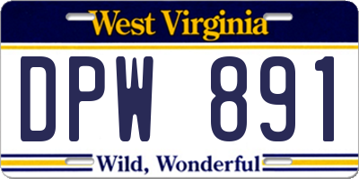 WV license plate DPW891
