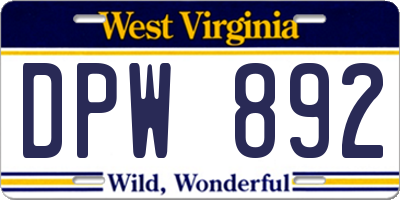 WV license plate DPW892