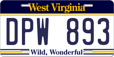WV license plate DPW893